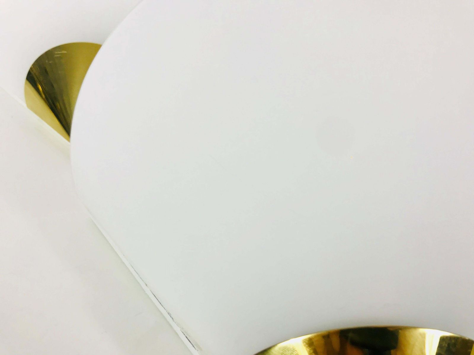 Set Of 3 Midcentury Brass And Opaline Glass Wall Lamps By Limburg, 1970s photo vinterior