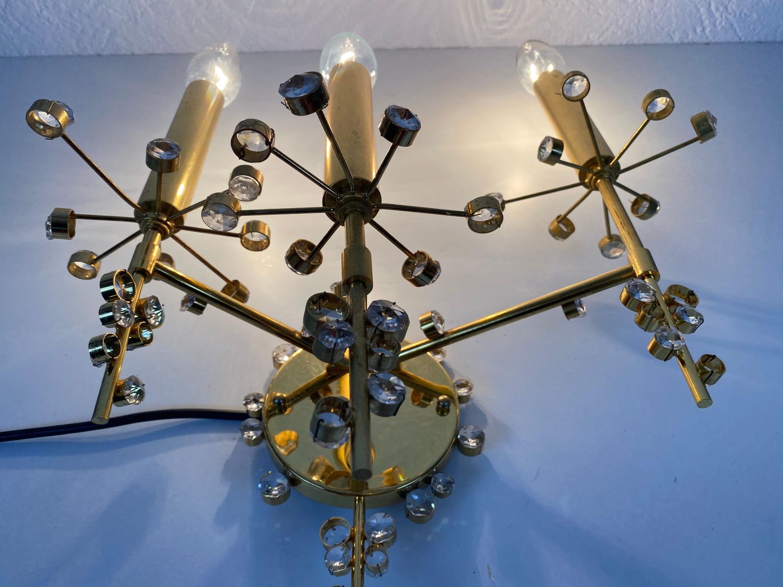 Extraordinary Geometric Crystal Glass Sconce By Palwa, Germany, 1960s photo for sale