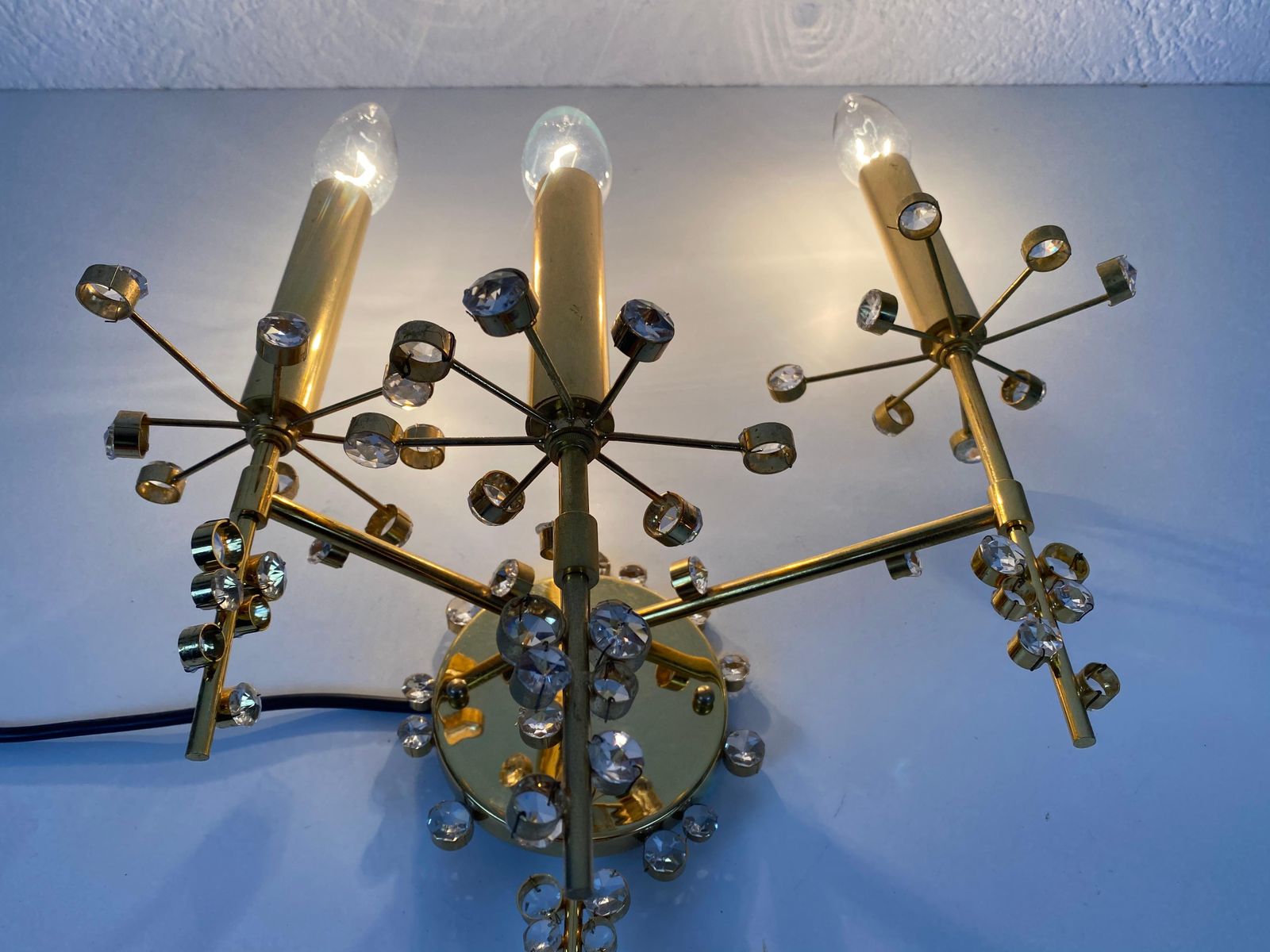 Extraordinary Geometric Crystal Glass Sconce By Palwa, Germany, 1960s photo Lighting