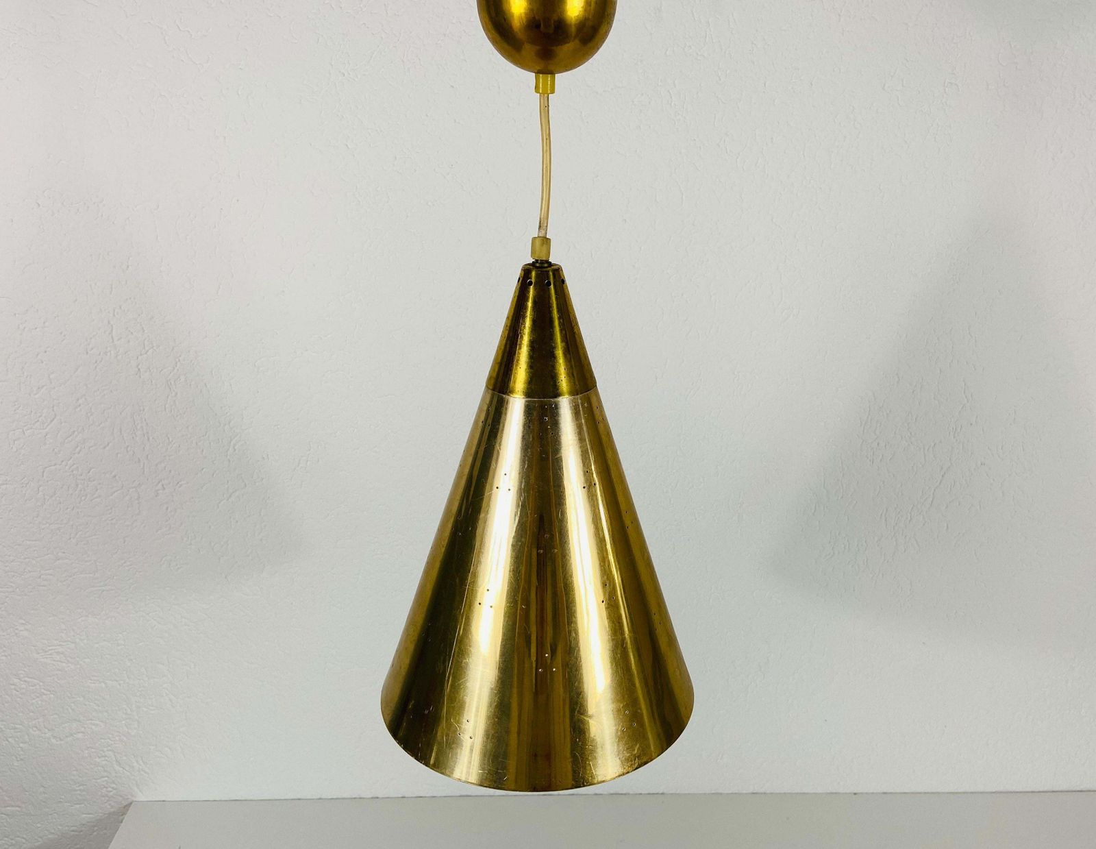 Polished Brass Pendant Lamp In The Style Of Paavo Tynell, 1950s photo for sale