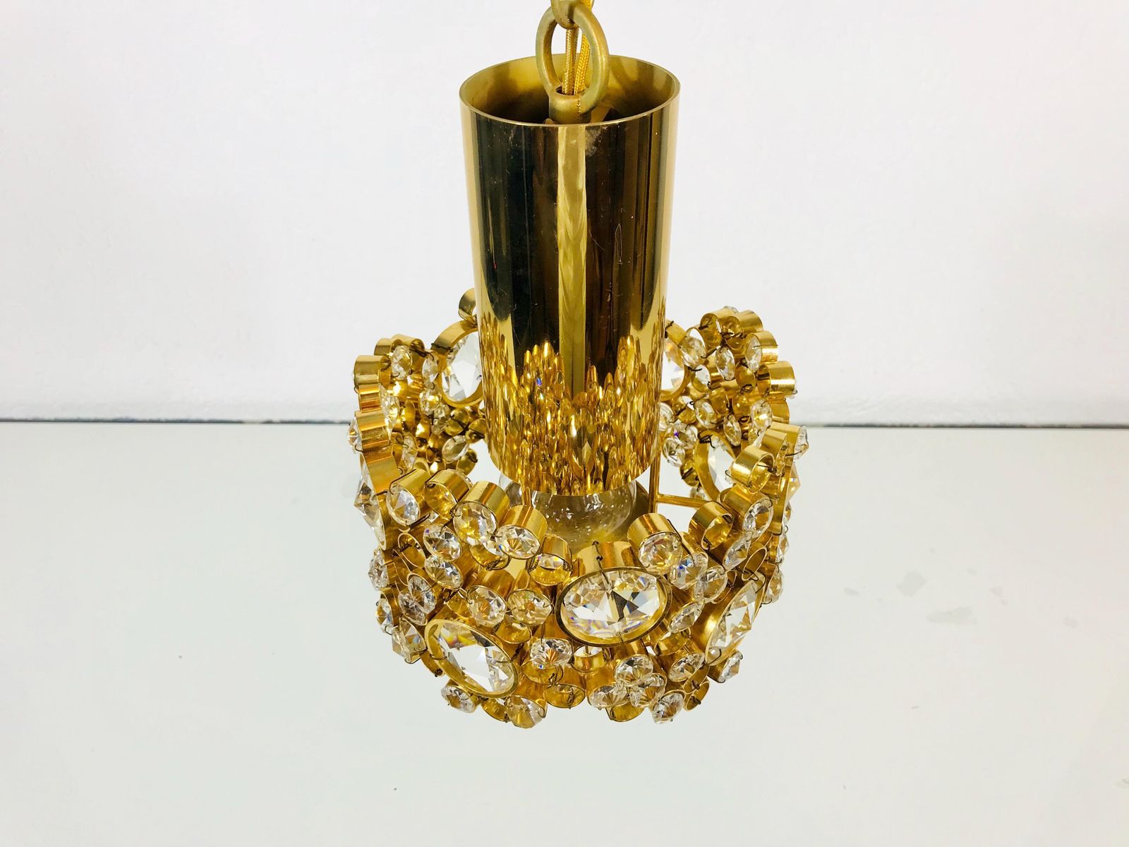 Gilt Brass And Crystal Glass Chandelier By Palwa, Germany, 1970s photo vinterior