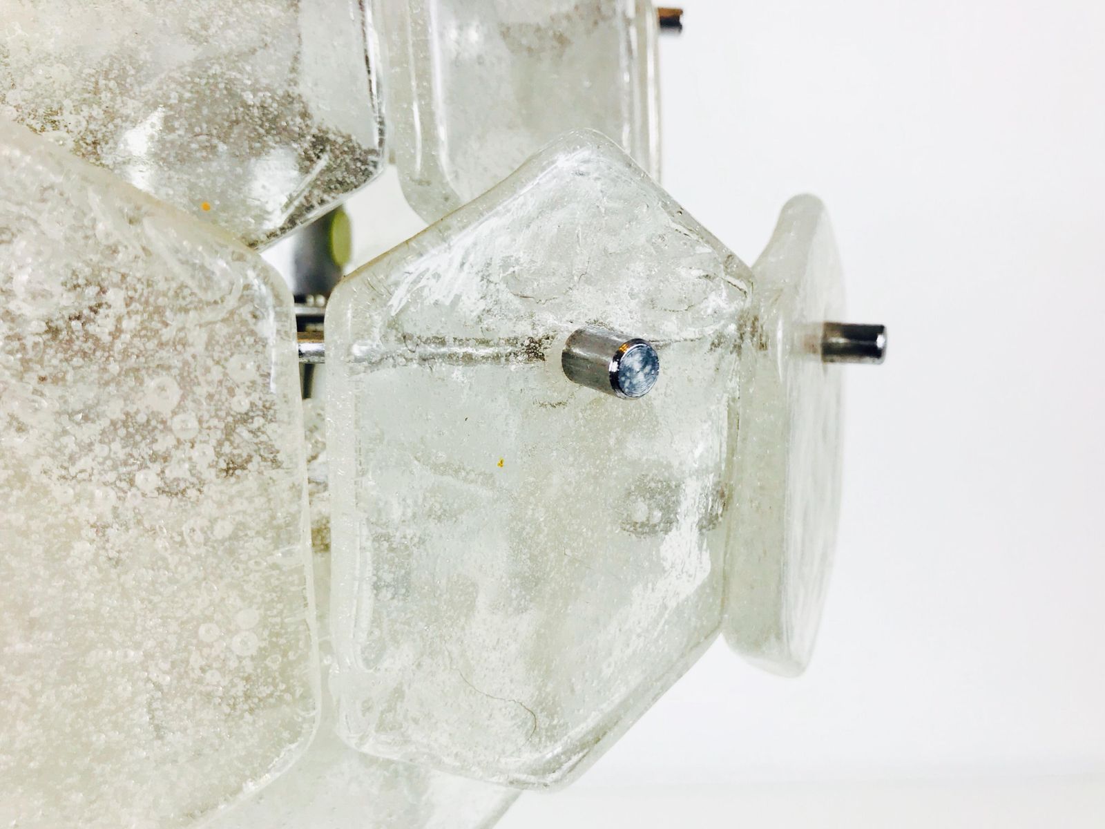 Four Tiered Kalmar Midcentury Ice Glass Chandelier, Circa 1960s photo buy
