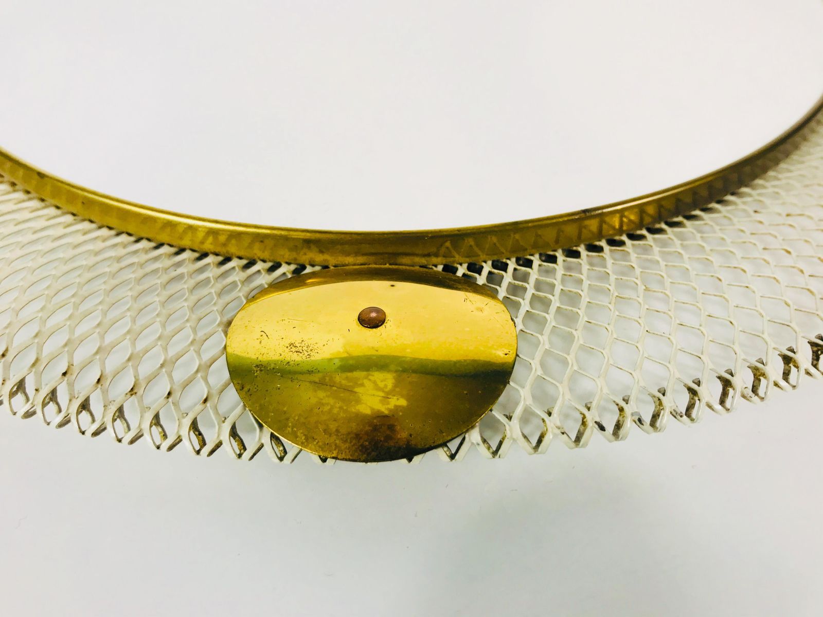 Midcentury Italian Round Metal And Brass Mirror, Italy, 1960s photo vinterior
