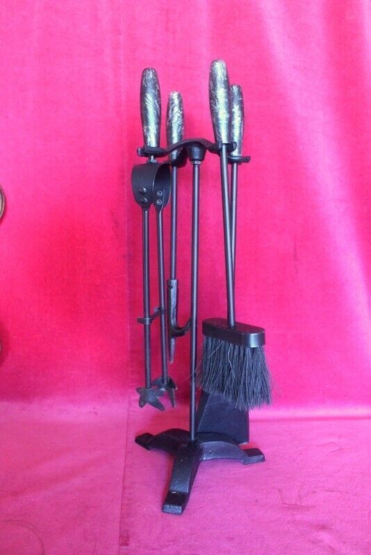 Set Of Companion Set Black Fireplace 5 Pieces Used Once photo for sale