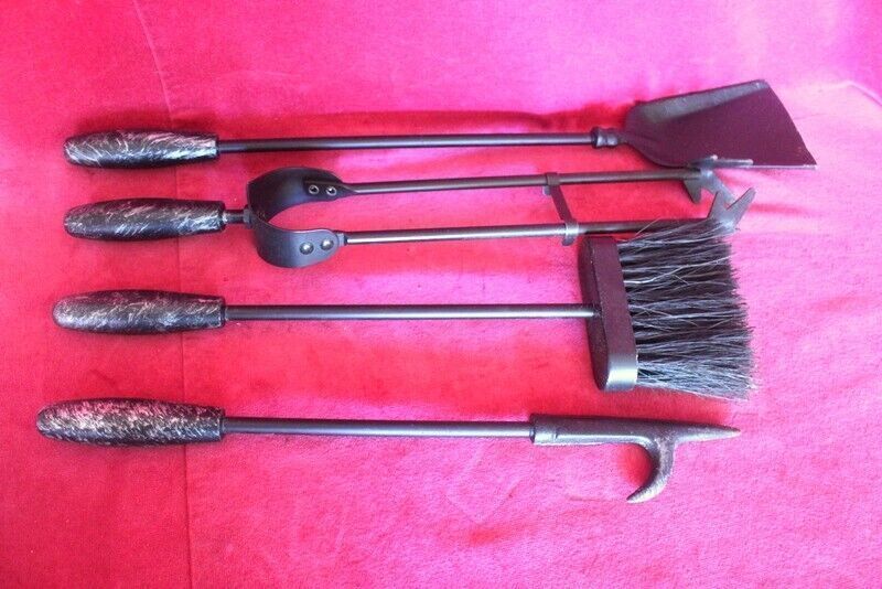 Set Of Companion Set Black Fireplace 5 Pieces Used Once photo buy