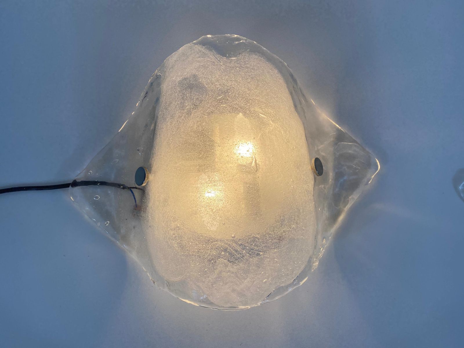 Rare Frosted Ice Glass Wall Lamp By Carlo Nason For Kalmar, Austria, 1960s photo for sale