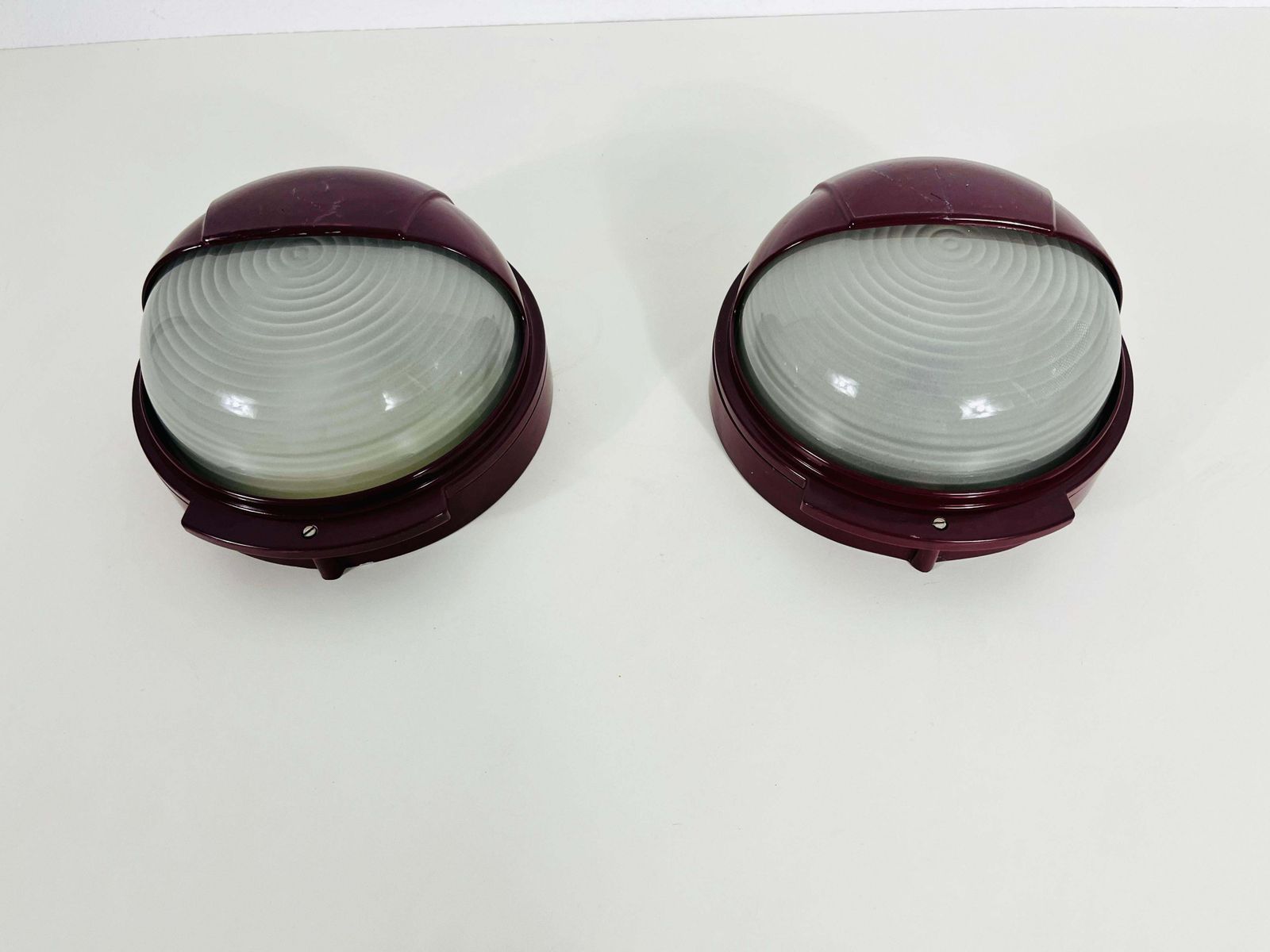 Pair Of Midcentury Metal And Glass Wall Lamps, Italy, 1960s photo 939.0