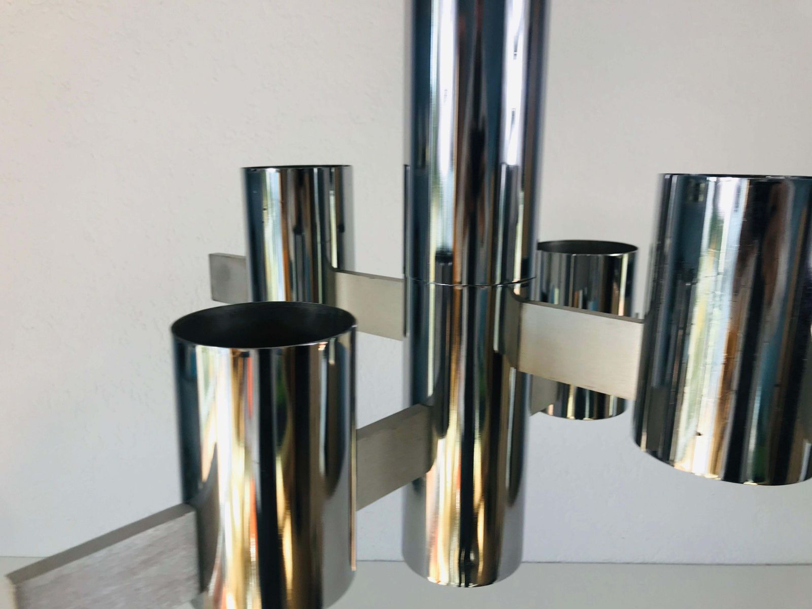 Lighting Chrome 4 Arm Chandelier By Gaetano Sciolari, Italy, 1960s photo