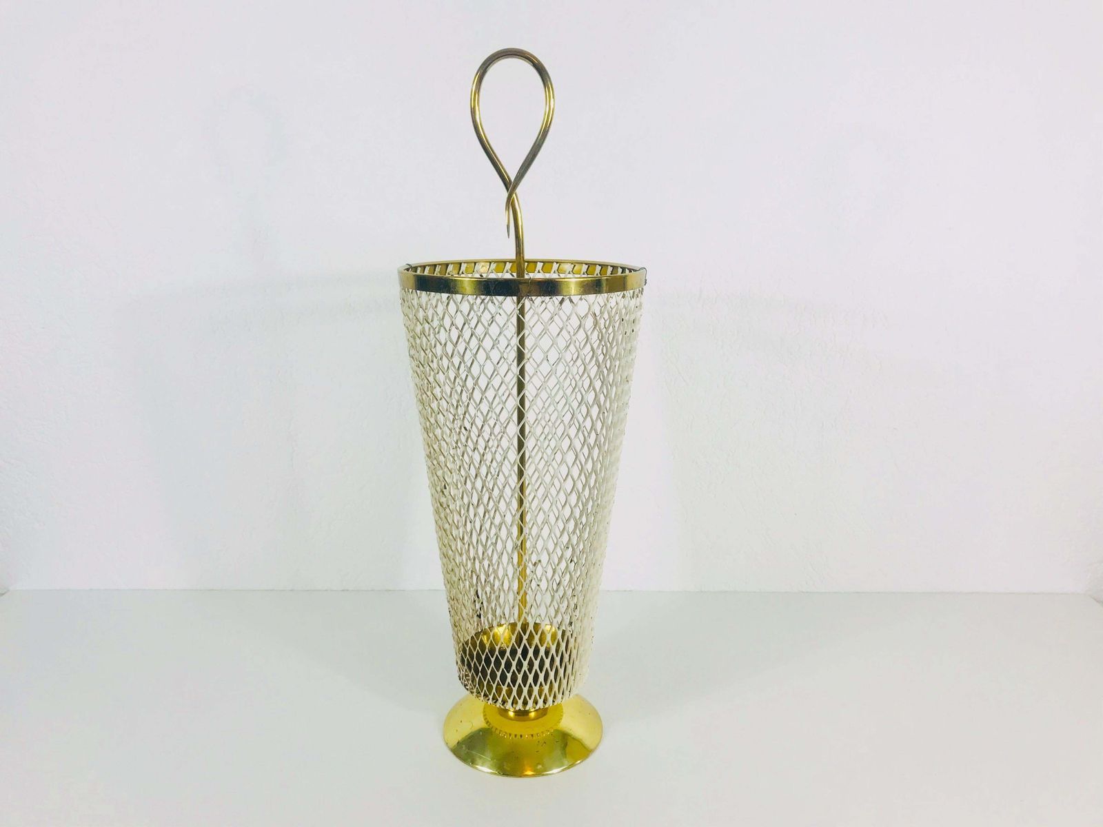 Exceptional Midcentury Brass And Aluminium Umbrella Stand, Germany, 1960s photo furniture