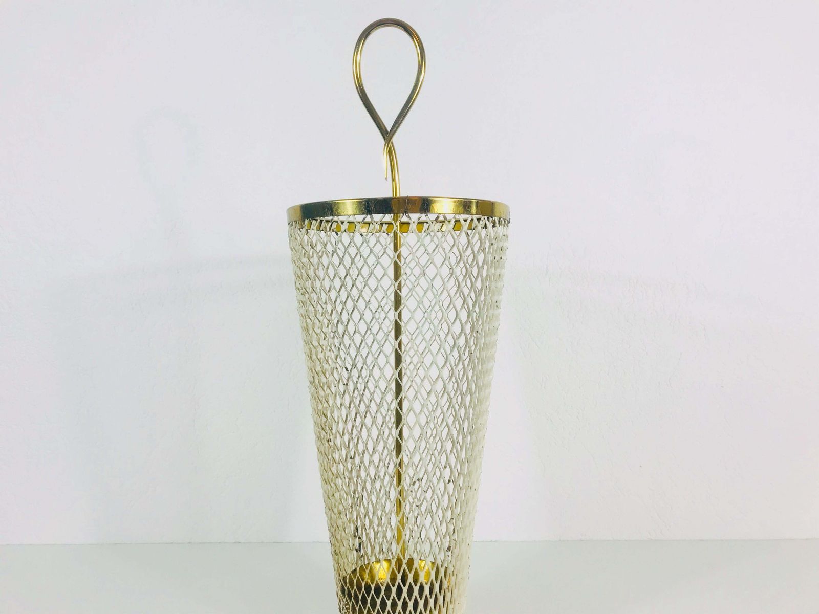 Exceptional Midcentury Brass And Aluminium Umbrella Stand, Germany, 1960s photo for sale