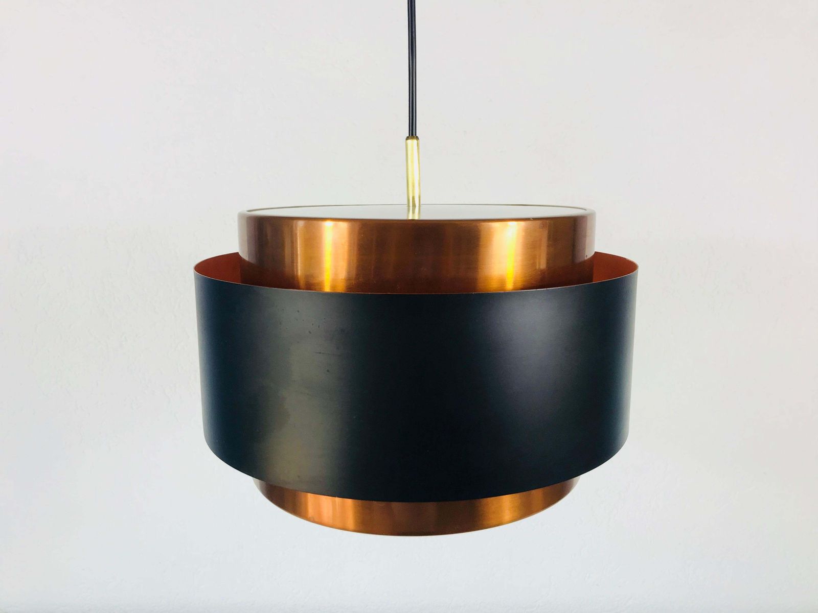 Copper And Black Saturn Pendant Lamp By Jo Hammerborg For Fog & Mørup, 1960s photo 783.0