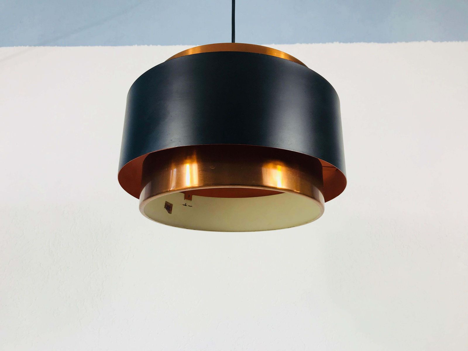 Copper And Black Saturn Pendant Lamp By Jo Hammerborg For Fog & Mørup, 1960s photo vinterior