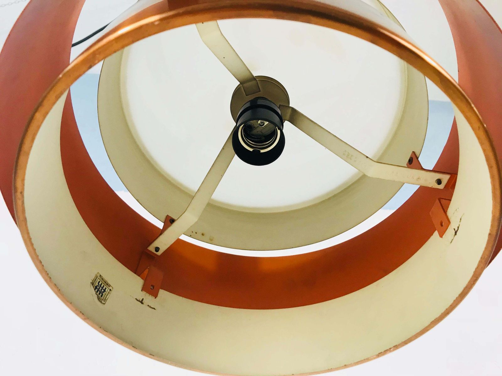 photo for sale Copper And Black Saturn Pendant Lamp By Jo Hammerborg For Fog & Mørup, 1960s