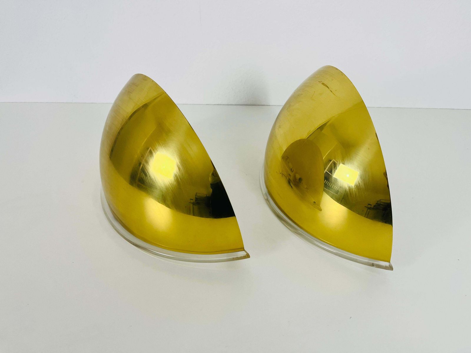 Pair Of Florian Schulz Midcentury Brass Wall Lamps, 1970s photo for sale