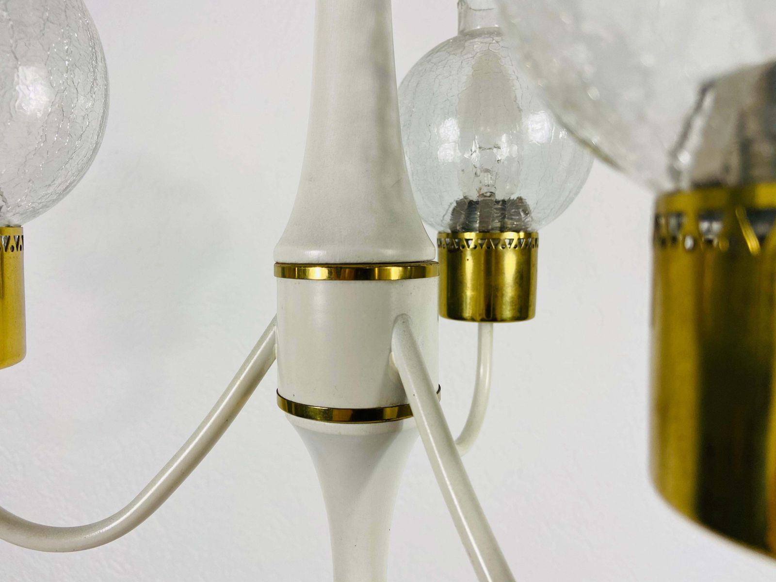 photo furniture Midcentury Brass And Glass 3 Arm Tulip Chandelier, 1960s
