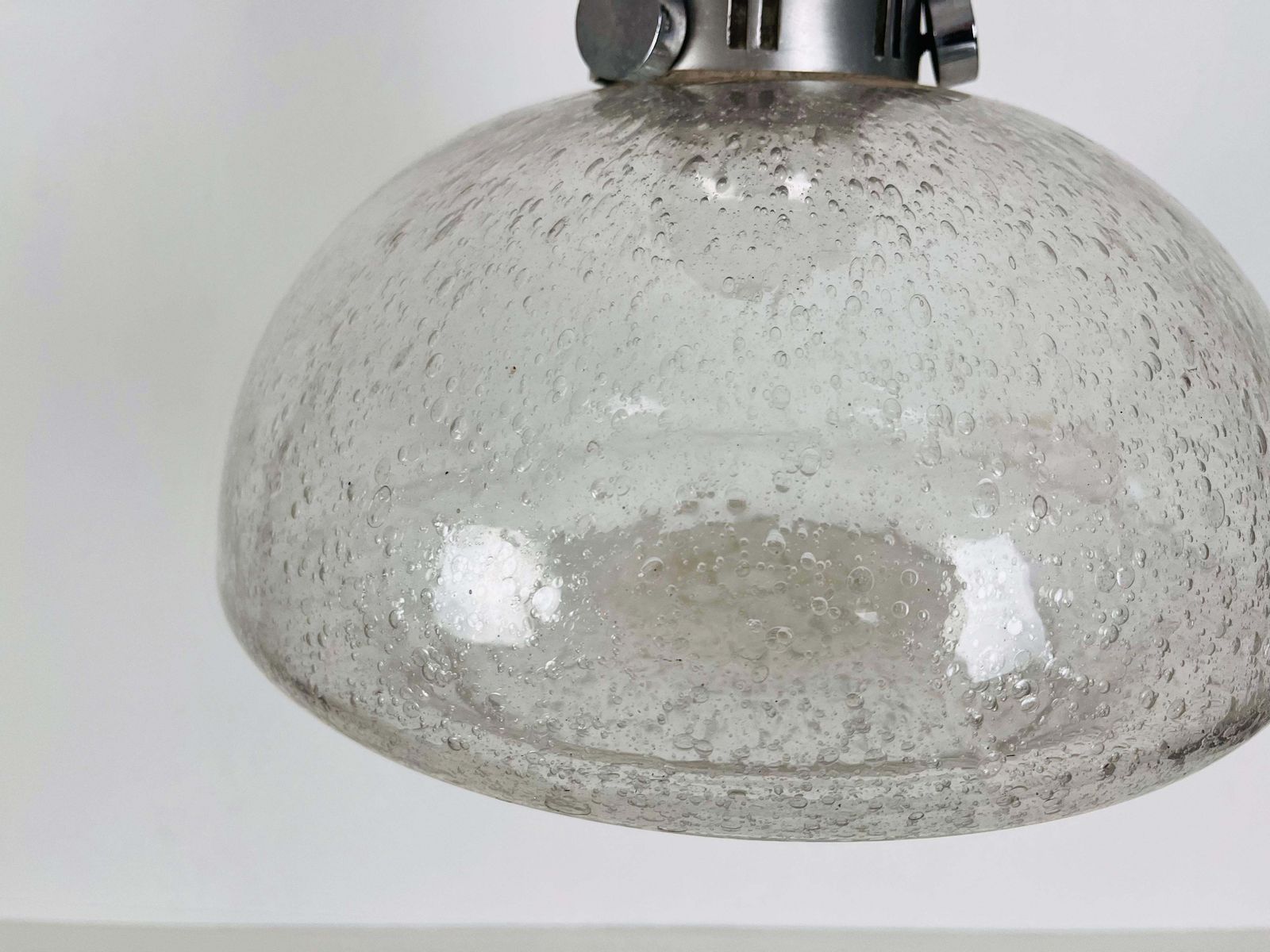 Rare Doria Midcentury Brass And Ice Glass Pendant Lamp, 1960s photo vintage