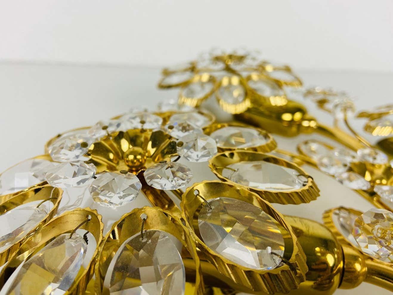 Extraordinary Floral Crystal Glass Sconce By Palwa, Germany, 1960s photo vintage