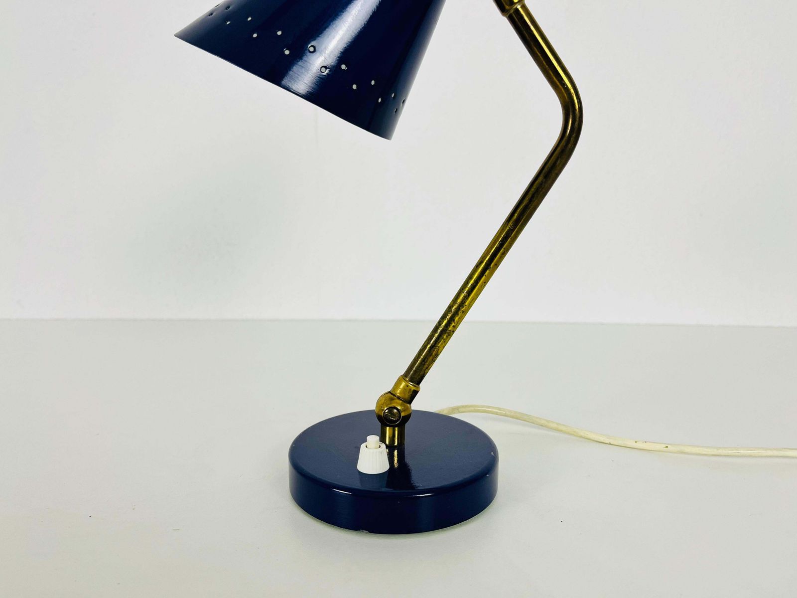 Italian Stilnovo Blue And Brass Table Lamp, 1960s, Italy photo buy