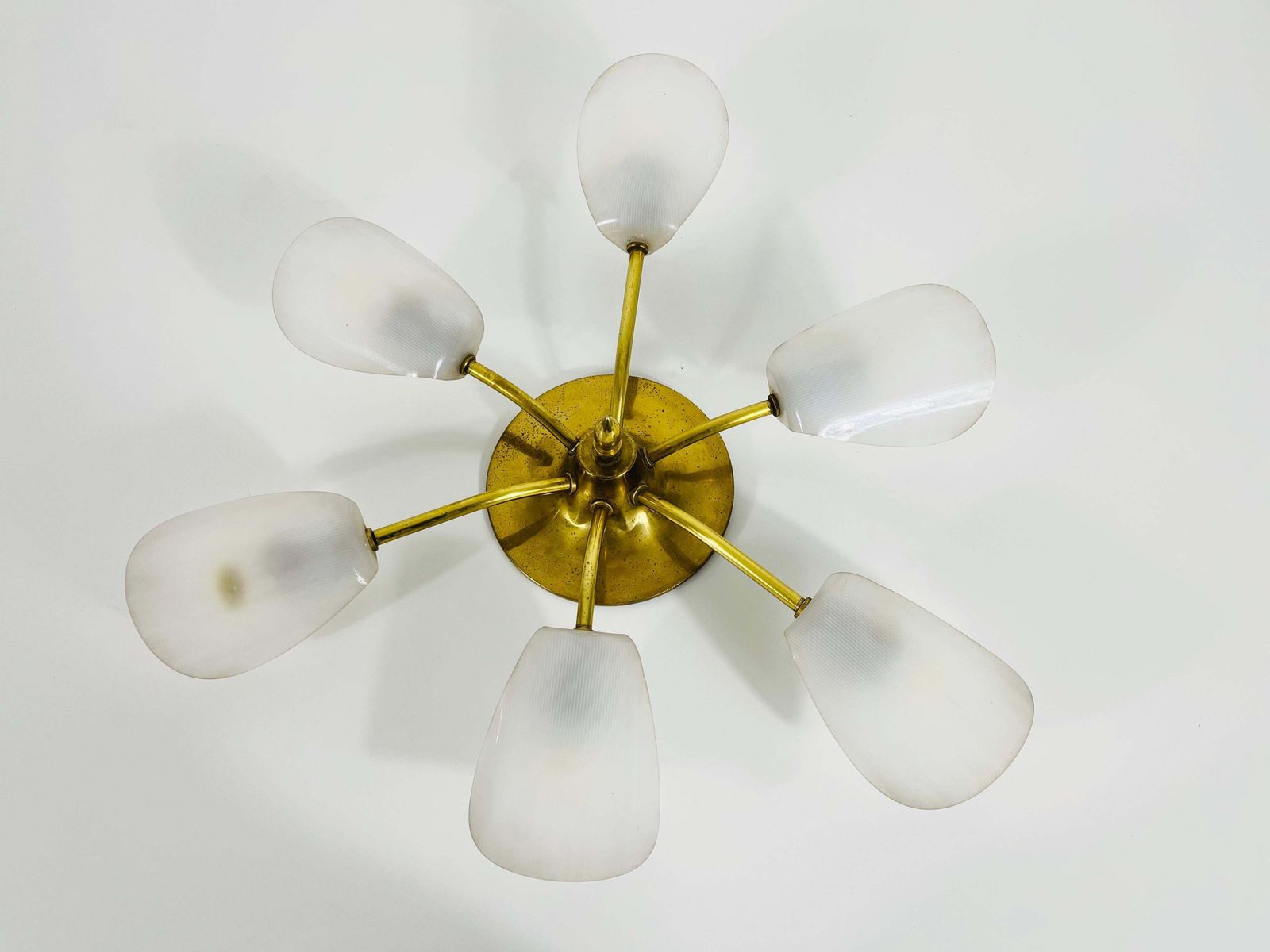 Italian Midcentury Brass 5 Arm Sputnik Chandelier, 1950s photo 1127.0