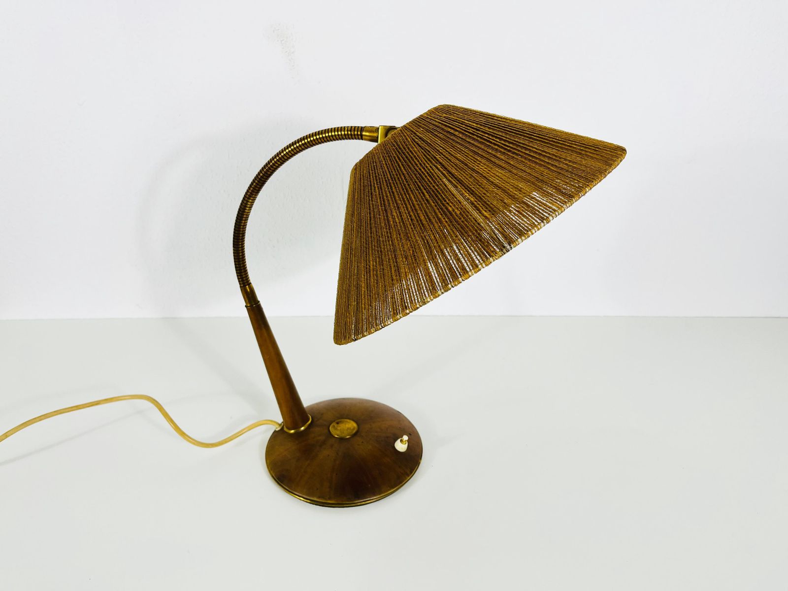 Midcentury Teak And Rattan Table Lamp By Temde, Circa 1970 photo 939.0