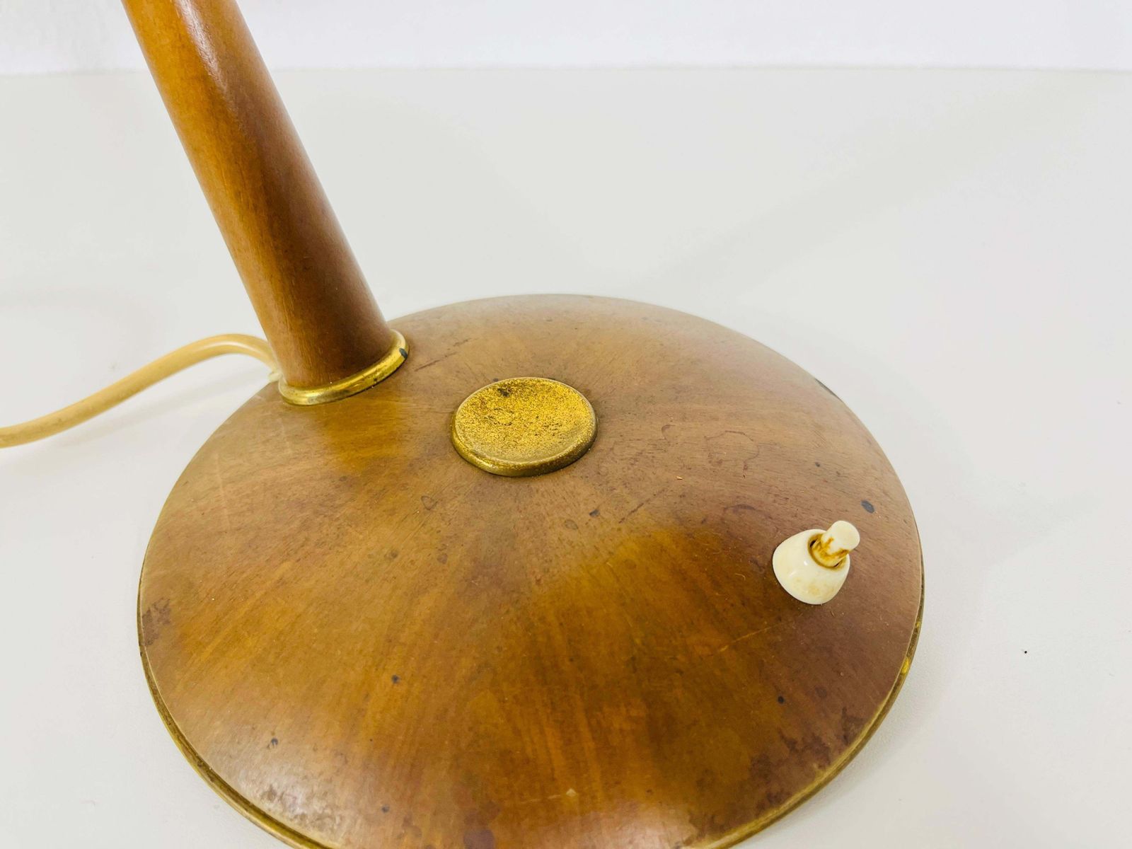 Midcentury Teak And Rattan Table Lamp By Temde, Circa 1970 photo vintage
