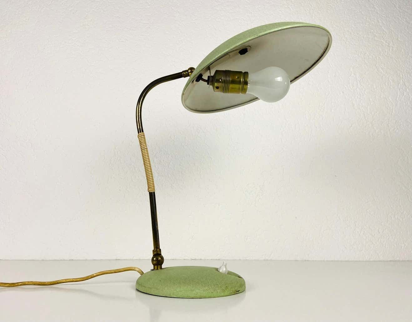 Green Italian Table Lamp In The Style Of Stilnovo, 1960s, Italy photo for sale