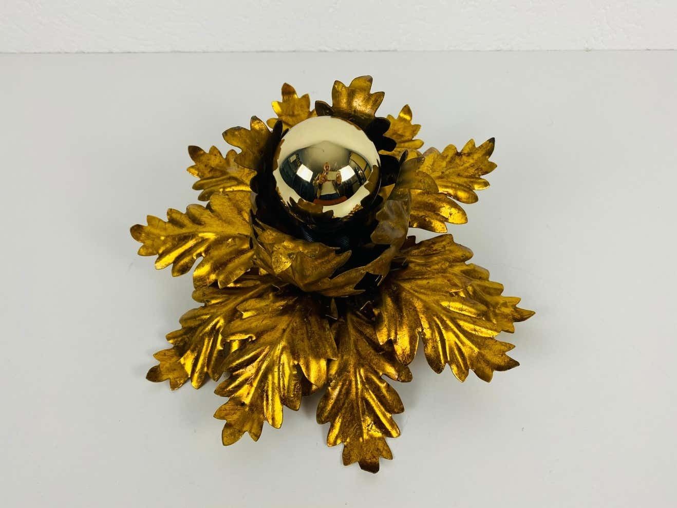 Golden Florentine Flower Shape Flushmount By Banci, Italy, 1970s photo 502.0