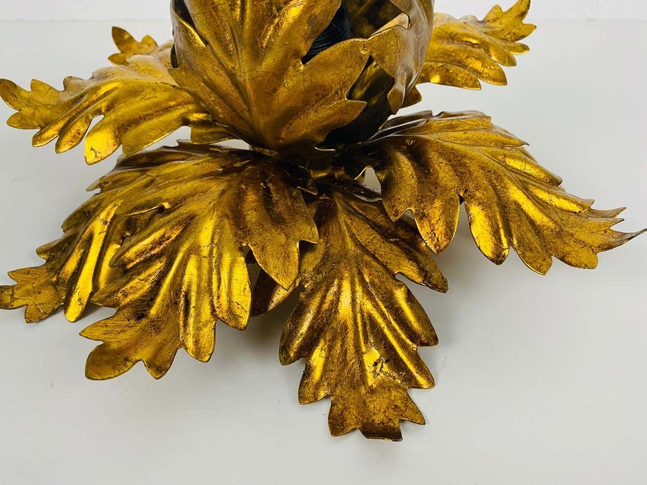 Golden Florentine Flower Shape Flushmount By Banci, Italy, 1970s photo vinterior