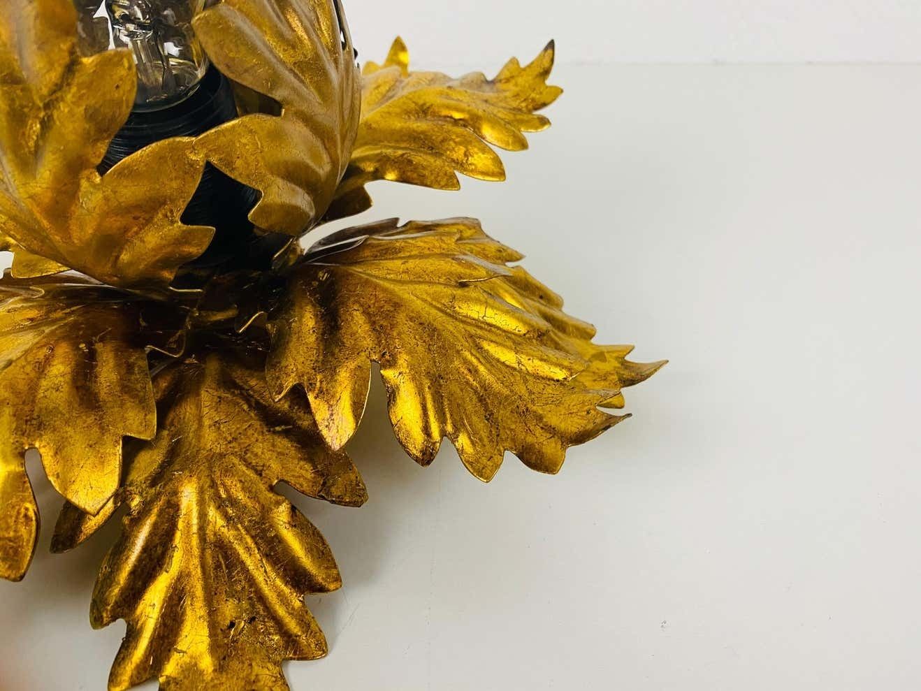 Golden Florentine Flower Shape Flushmount By Banci, Italy, 1970s photo vintage