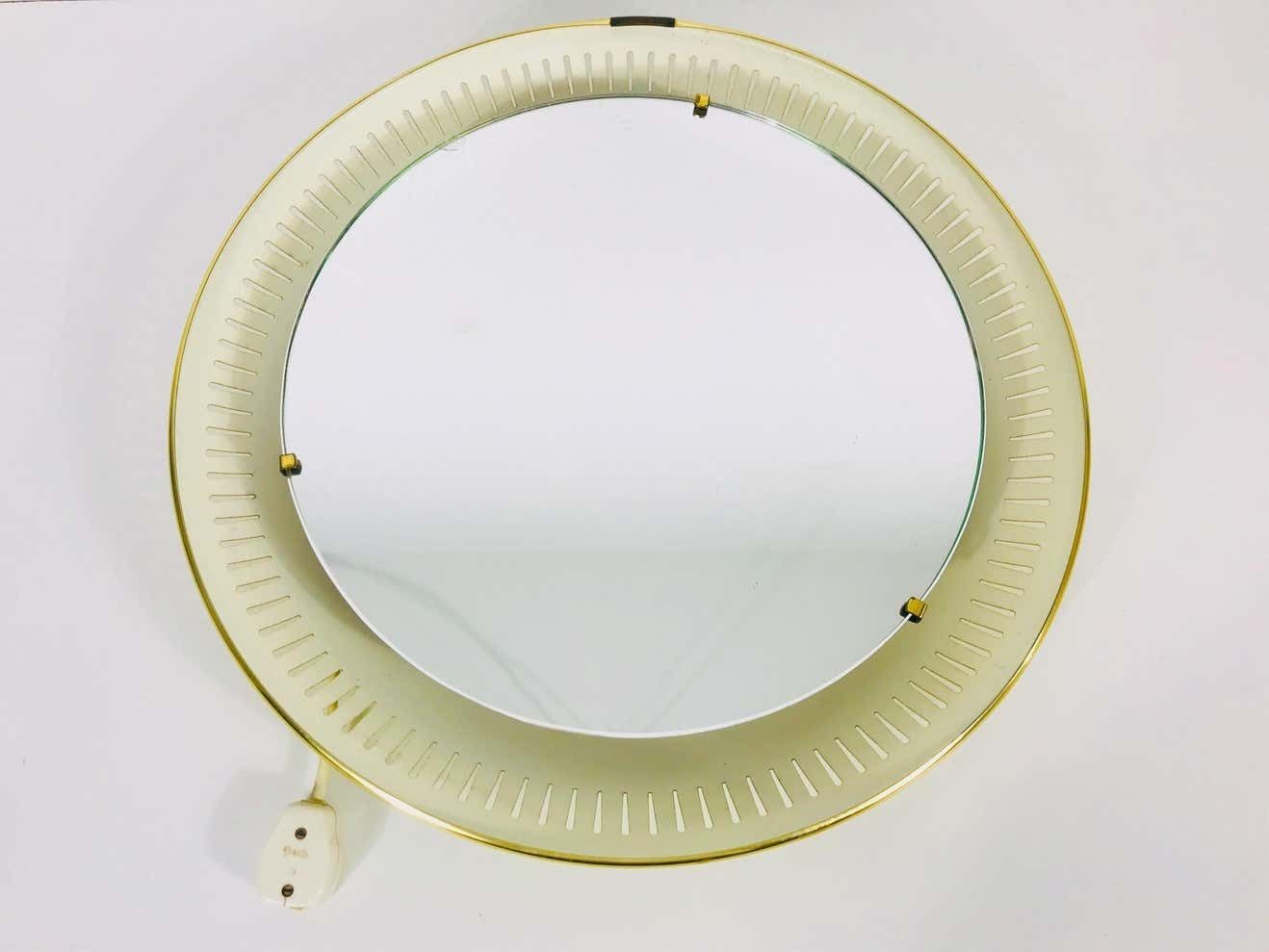 Rare Midcentury Metal Illuminated Mirror By Hillebrand, Germany, 1950s photo 846.0