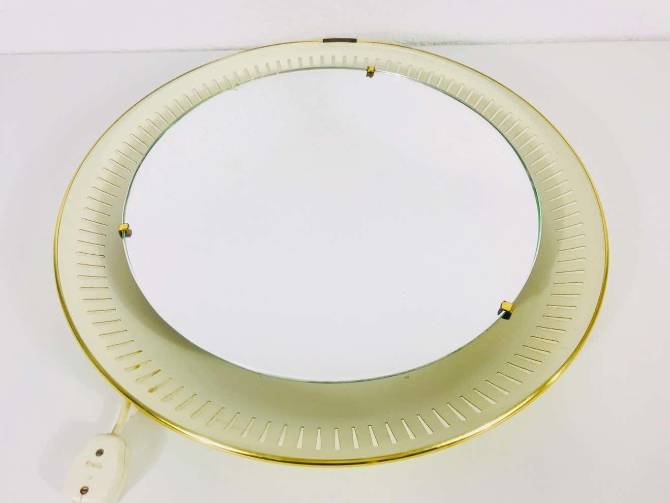 Rare Midcentury Metal Illuminated Mirror By Hillebrand, Germany, 1950s photo buy