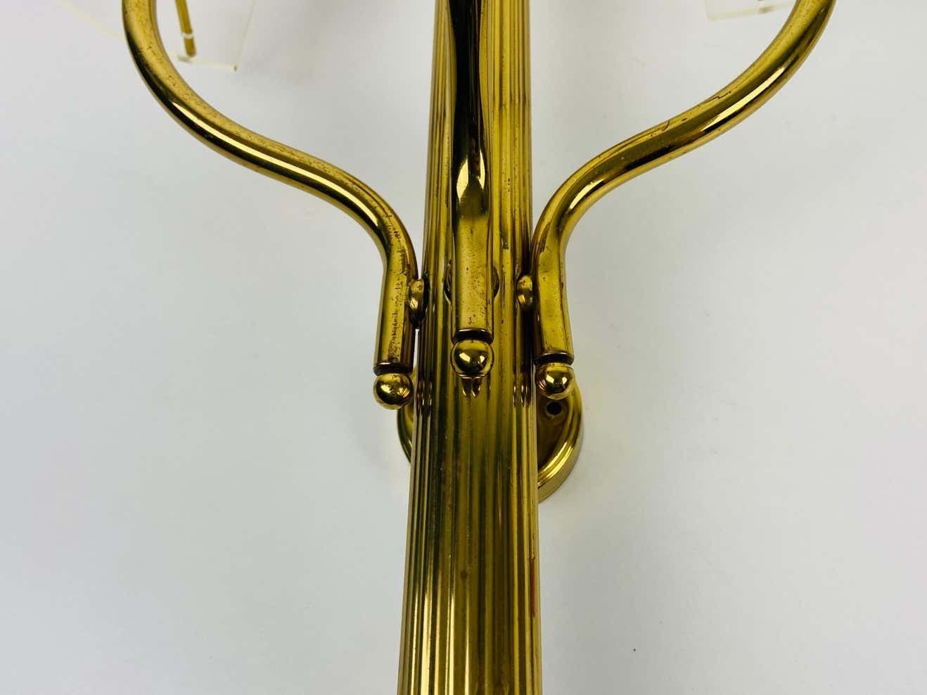 Huge Pair Of Mid Century Modern Brass And Perspex Cinema Wall Lamps, 1950s photo vintage