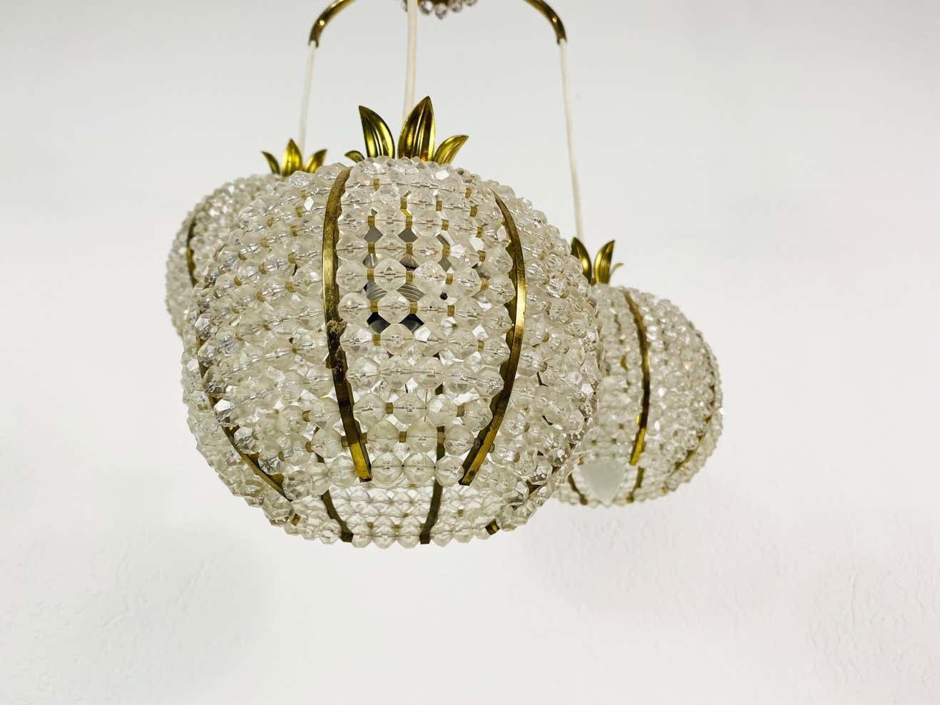 Midcentury Brass Cascade Chandelier By Emil Stejnar For Rupert Nikoll, 1960s photo Lighting