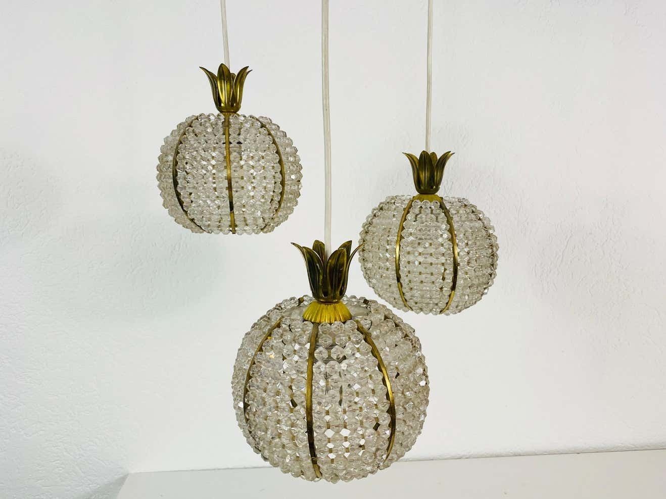Midcentury Brass Cascade Chandelier By Emil Stejnar For Rupert Nikoll, 1960s photo buy
