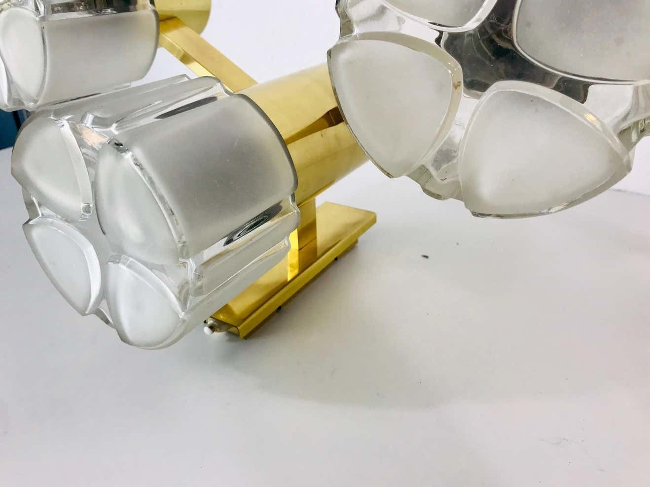 Swedish Midcentury Pair Of Brass And Glass Wall Lamps, 1960s photo buy