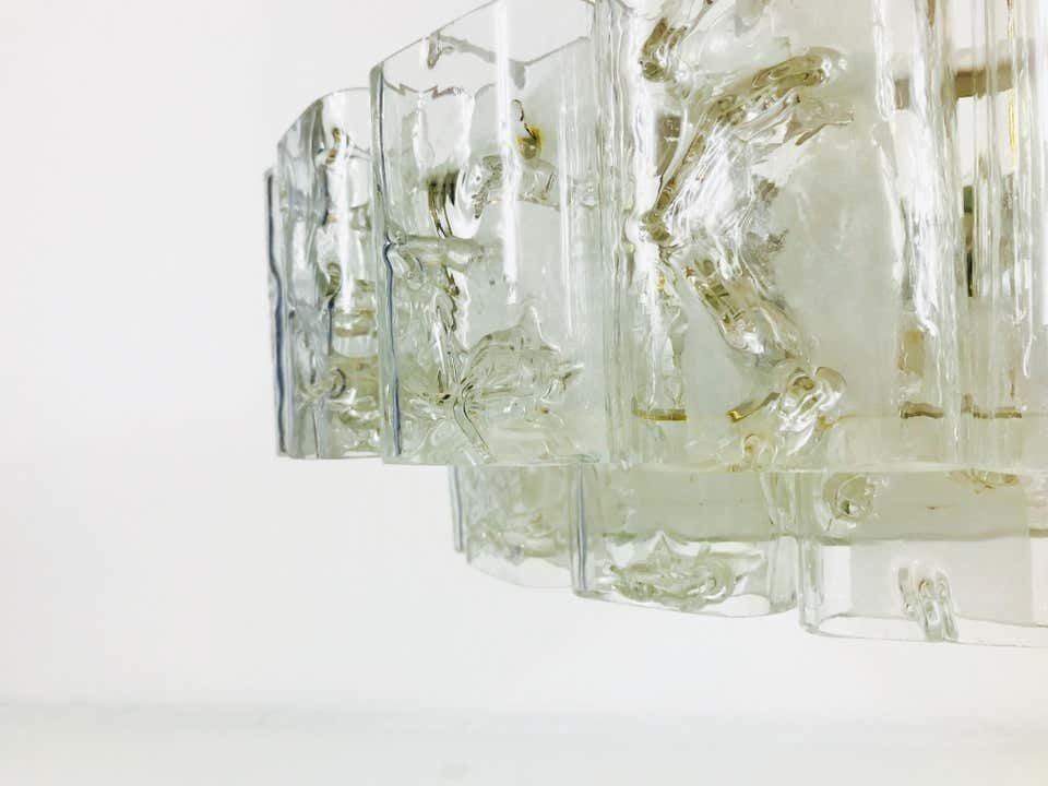 908.0 Doria Two Tier Midcentury Crystal Ice Glass Circular Chandelier, 1960s photo