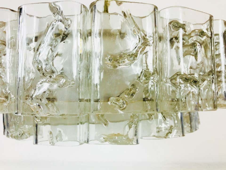 photo vinterior Doria Two Tier Midcentury Crystal Ice Glass Circular Chandelier, 1960s