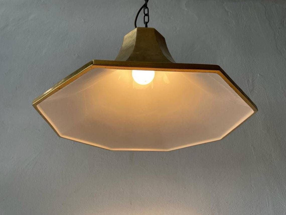 Exclusive Gold Ceramic German Pendant Lamp By Licht+Wohnen, Karlsruhe, 1970s, Germany photo vinterior