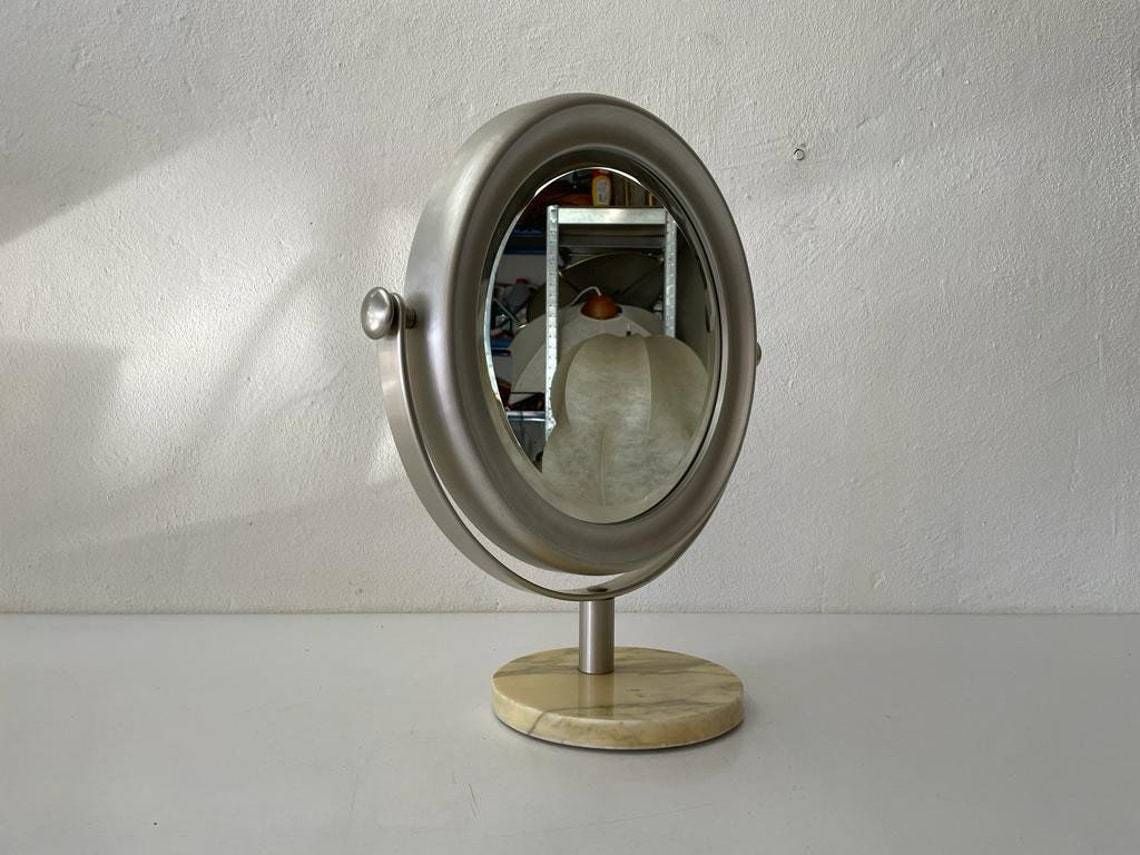 Italian Exclusive Vanity Table Mirror With Metallic Frame And Marble Mirror By Sergio Mazza, 1960s, Italy photo for sale