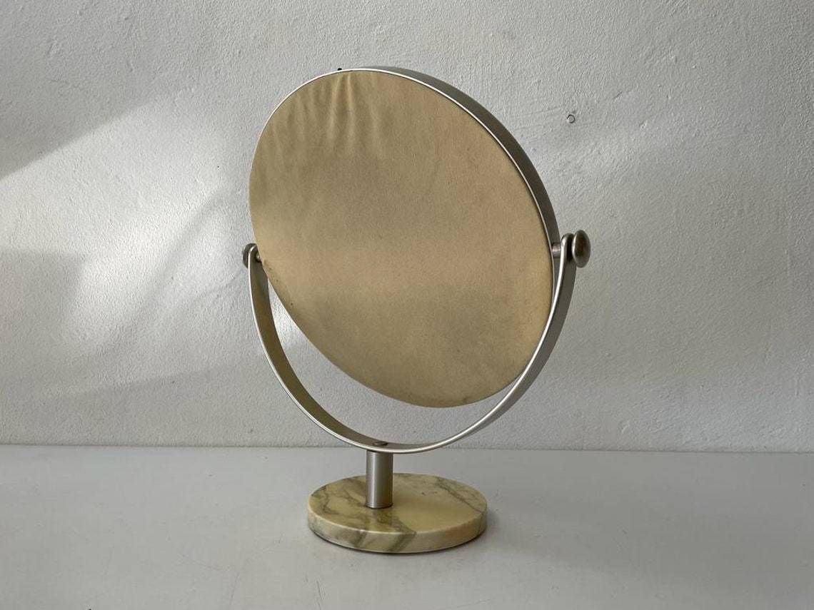 Italian Exclusive Vanity Table Mirror With Metallic Frame And Marble Mirror By Sergio Mazza, 1960s, Italy photo vinterior