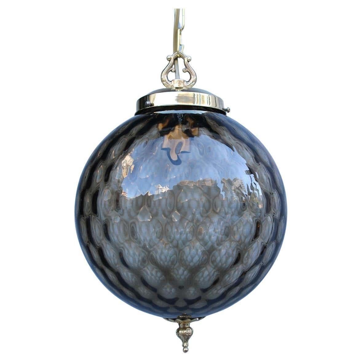 Italian Mid Century Lantern Murano Glass Brass Parts Gold 1950s Venini Style