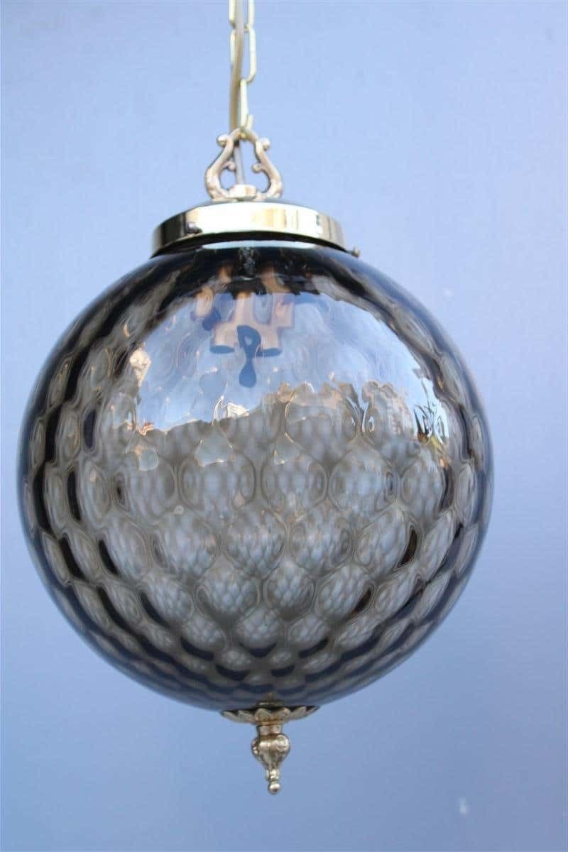 Italian Mid Century Lantern Murano Glass Brass Parts Gold 1950s Venini Style photo vinterior