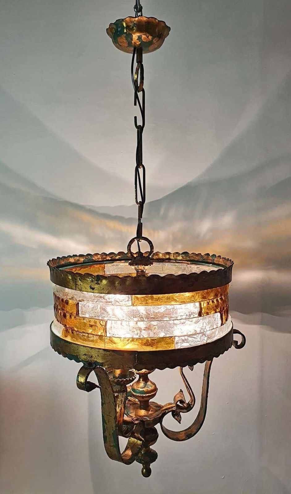 Large Brutalist Pendant Attributed To Longobard Italy photo furniture
