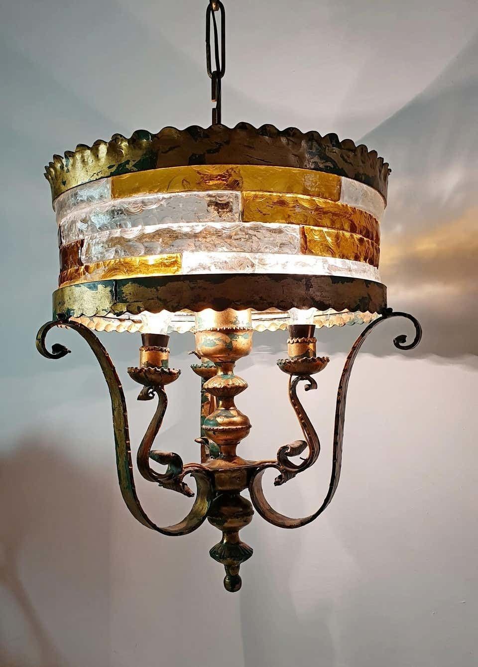 Large Brutalist Pendant Attributed To Longobard Italy photo for sale
