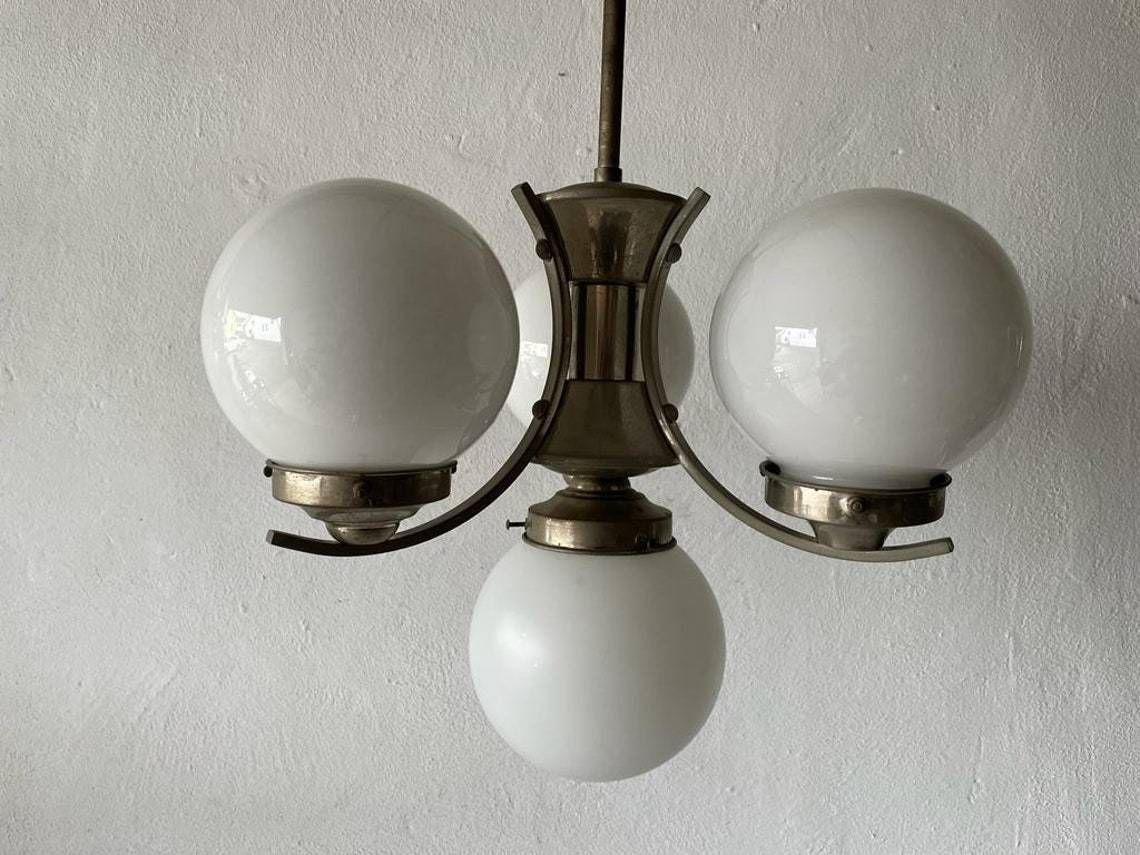 Art Deco Metallic Silver 4 Balls Ceiling Lamp, 1940s, Germany photo furniture
