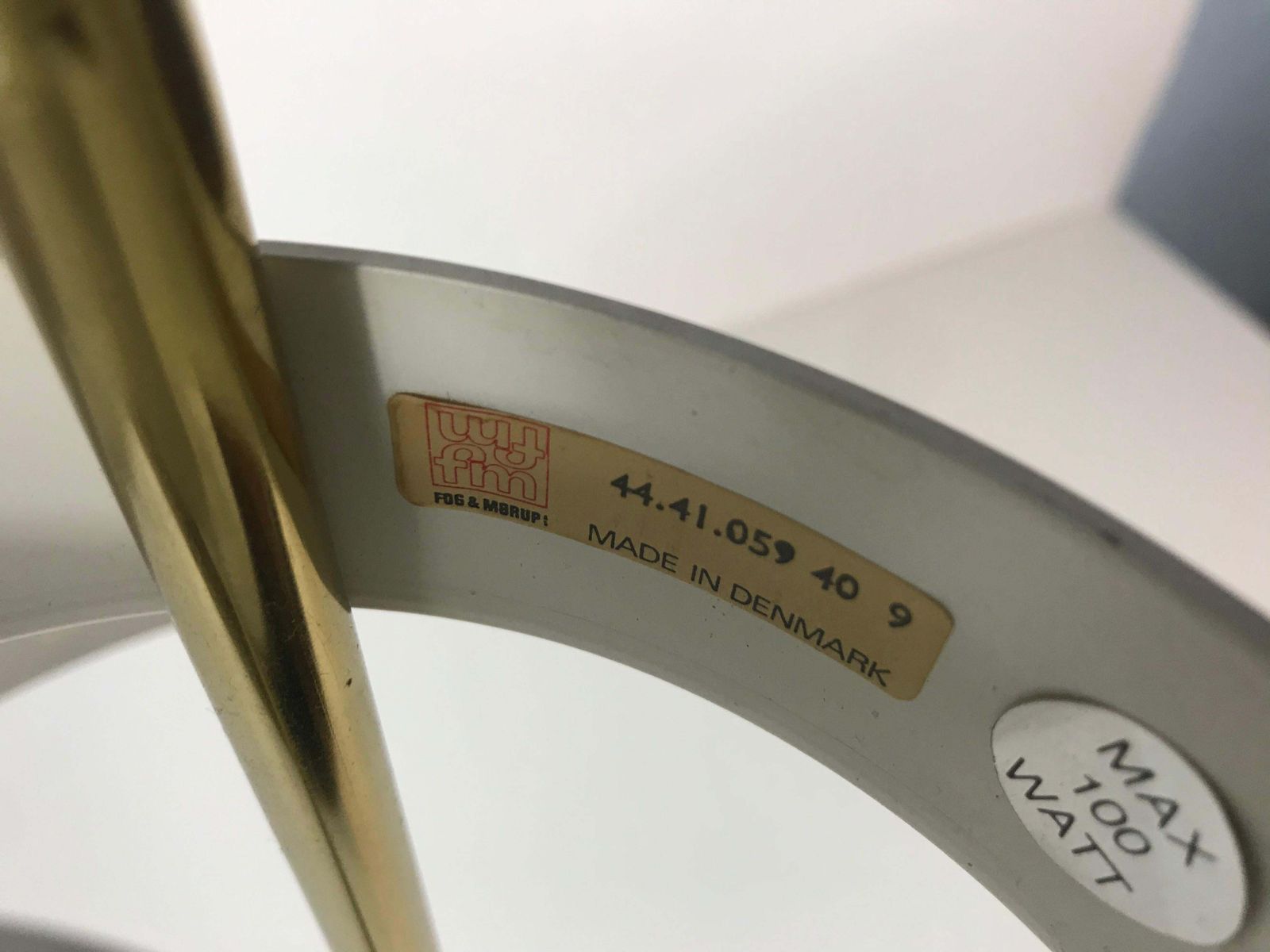 photo for sale Brown Metal And Brass Pendant Lamp By Jo Hammerborg For Fog And Mørup 1970s
