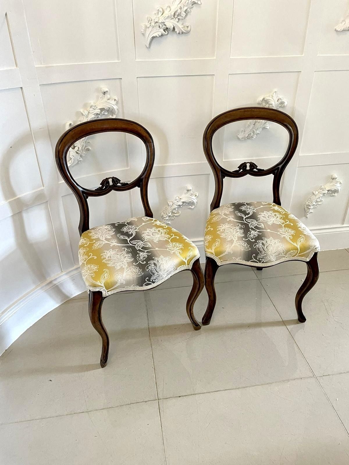 Pair Of Antique 19th Century Walnut Side Chairs