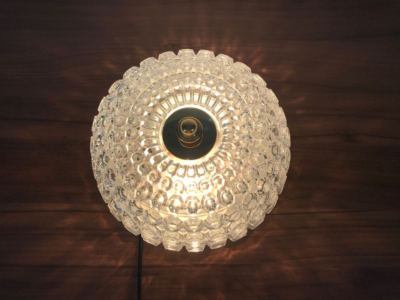Crystal Glass Round Flush Mount By Glashütte Limburg 1960s Germany photo buy