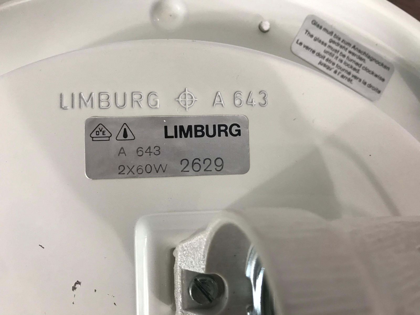 Crystal Glass Round Flush Mount By Glashütte Limburg 1960s Germany photo vintage