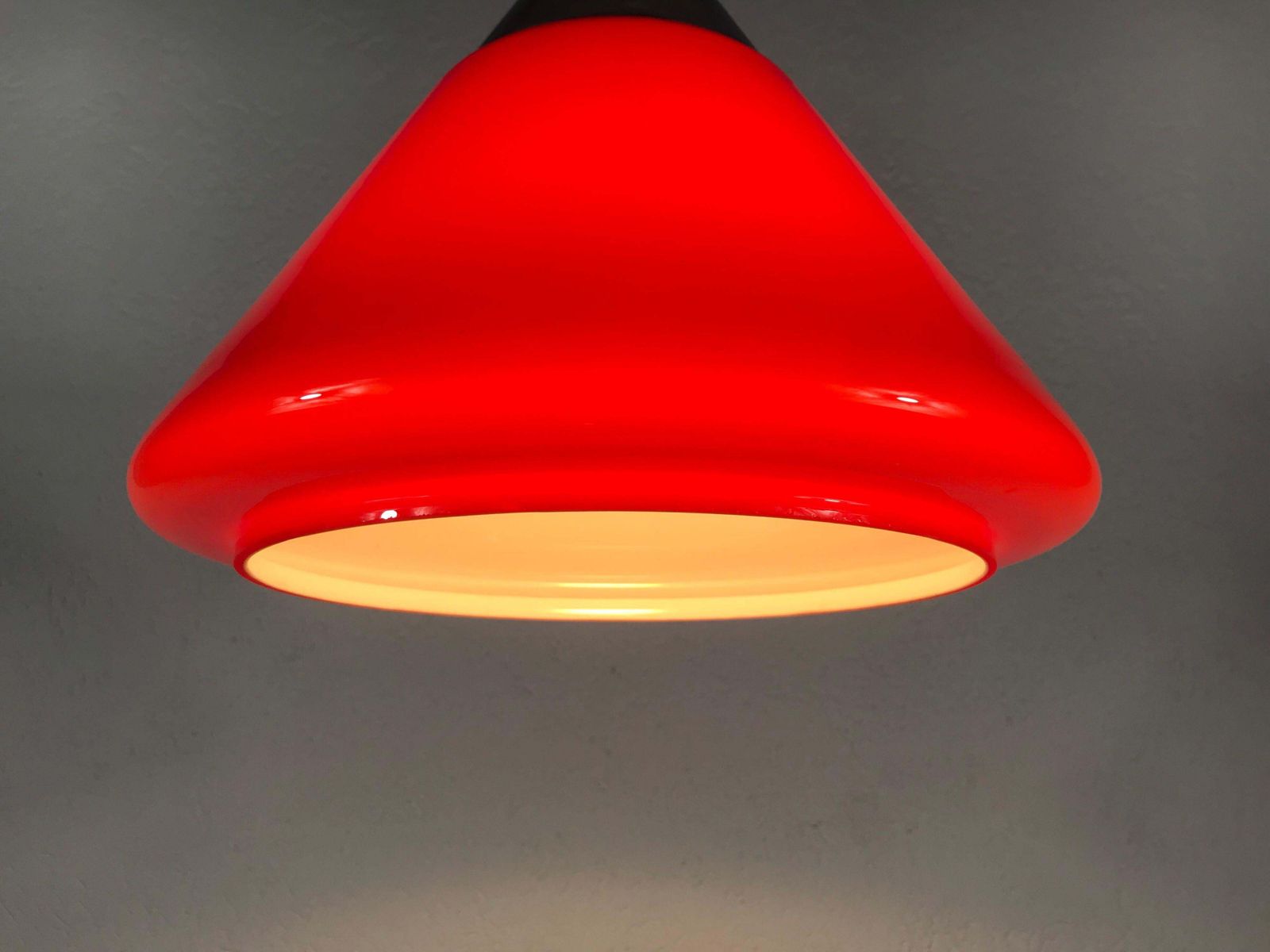 Red Glass And Chrome Hanging Lamp By Peill And Putzler 1970s Germany photo 376.0
